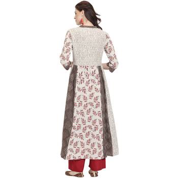 Off white printed cotton kurti 4