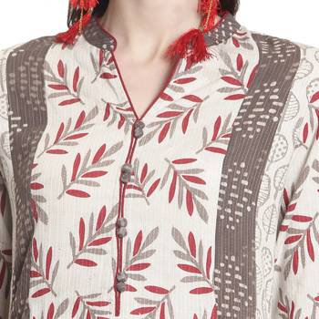 Off white printed cotton kurti 5
