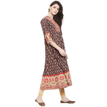 Brown printed cotton kurti 2