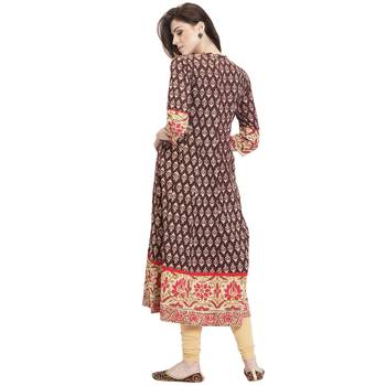 Brown printed cotton kurti 4