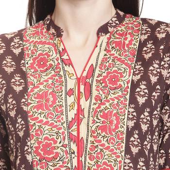Brown printed cotton kurti 5