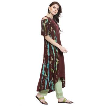 Brown embroidered rayon kurti 2