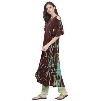 Brown embroidered rayon kurti 3