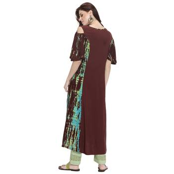 Brown embroidered rayon kurti 4