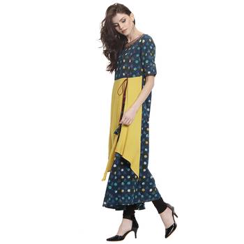 Blue embroidered rayon kurti 3