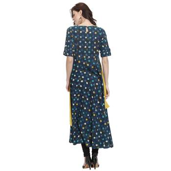Blue embroidered rayon kurti 4