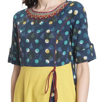 Blue embroidered rayon kurti 5
