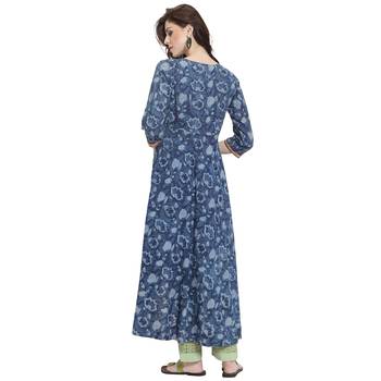 Blue embroidered rayon kurti 4
