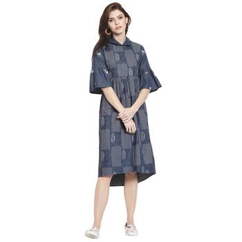 Blue printed cotton kurti 1