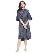 Blue printed cotton kurti