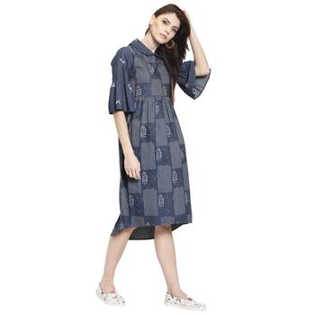 Blue printed cotton kurti 2