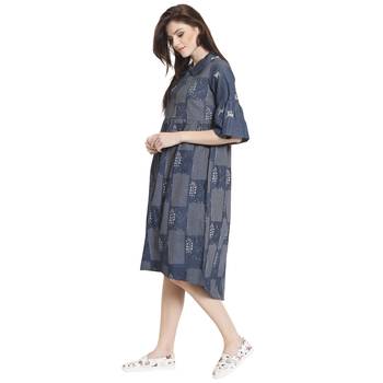 Blue printed cotton kurti 3