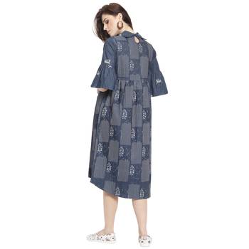 Blue printed cotton kurti 4