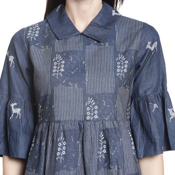 Blue printed cotton kurti 5