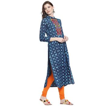 Blue embroidered rayon kurti 2