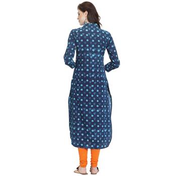 Blue embroidered rayon kurti 4