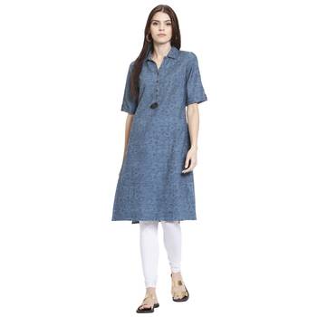 Blue printed cotton kurti 1