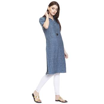 Blue printed cotton kurti 2