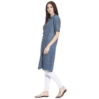 Blue printed cotton kurti 3