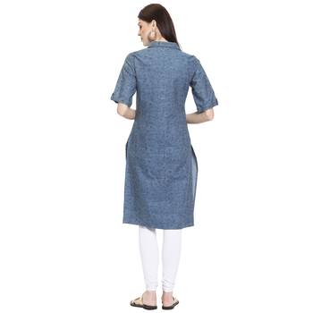Blue printed cotton kurti 4