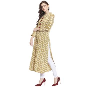 Green printed cotton kurti 3