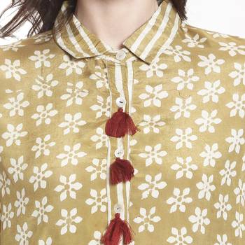 Green printed cotton kurti 5
