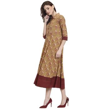 Green printed cotton kurti 3