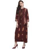 Maroon printed rayon kurti