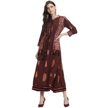 Maroon printed rayon kurti 3