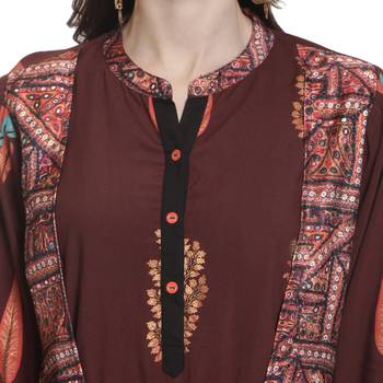 Maroon printed rayon kurti 5