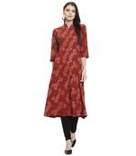 Red printed cotton kurti