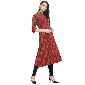 Red printed cotton kurti 2