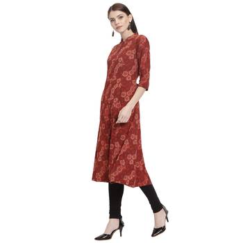 Red printed cotton kurti 3