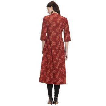 Red printed cotton kurti 4