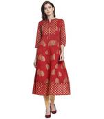 Red printed chanderi kurti