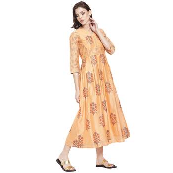 Coral printed chanderi kurti 2