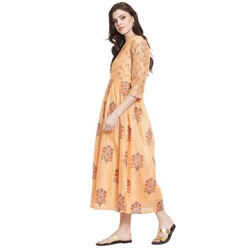 Coral printed chanderi kurti 3