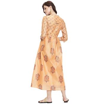 Coral printed chanderi kurti 4