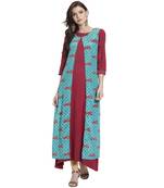 Maroon printed rayon kurti