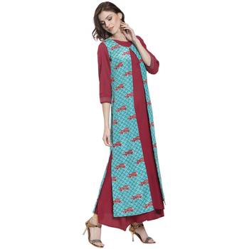 Maroon printed rayon kurti 2