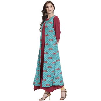 Maroon printed rayon kurti 3