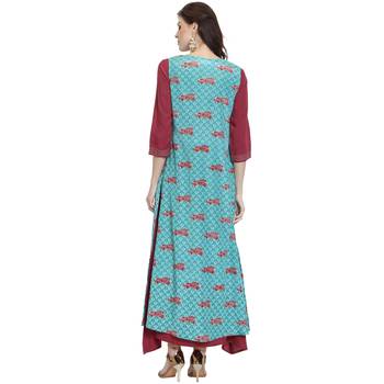 Maroon printed rayon kurti 4