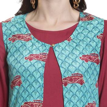 Maroon printed rayon kurti 5