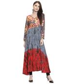 Grey printed rayon kurti
