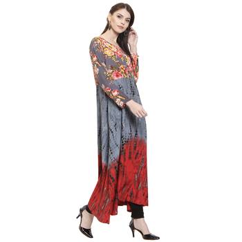 Grey printed rayon kurti 2