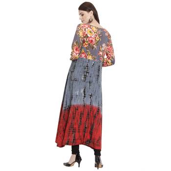 Grey printed rayon kurti 4