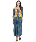 Turquoise printed rayon kurti