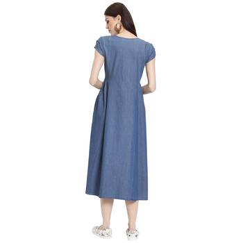 Blue embroidered cotton kurti 4