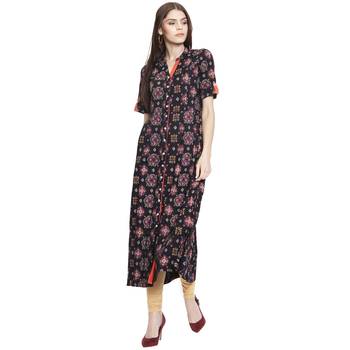 Black printed rayon kurti 1