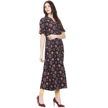 Black printed rayon kurti 2